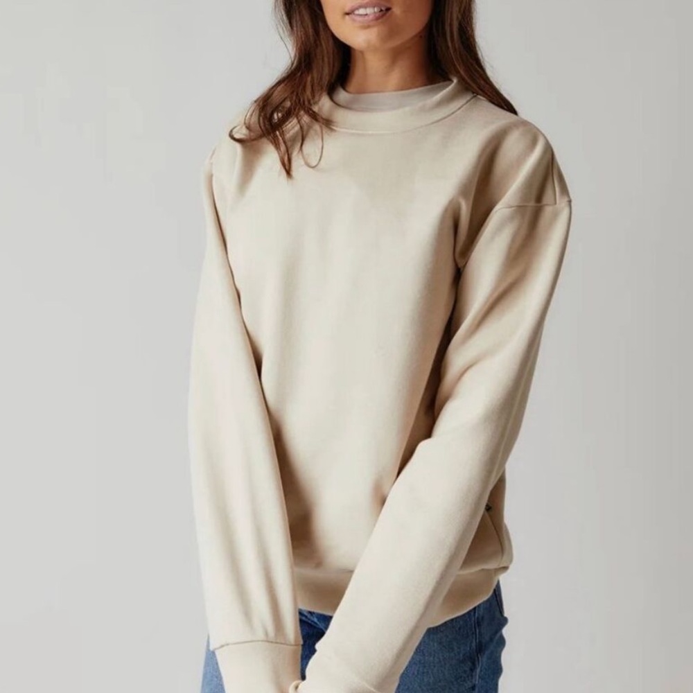 Wilfred Free Beige Crewneck Fleece Sweatshirt